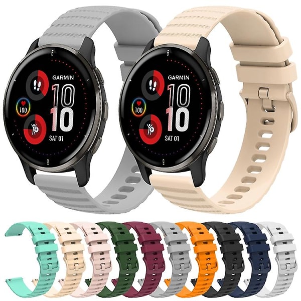 For Garmin Venu 2 Plus 20mm Bølget Punkt Mønster Ensfarvet Silikone Urrem ZBX Grey