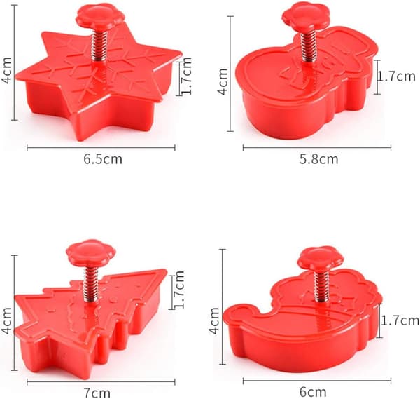 Julkakformar Set, 4-pack Julkakformar, Julkakformar för Bakning - 3D Kakform Kolvskärare Bakform