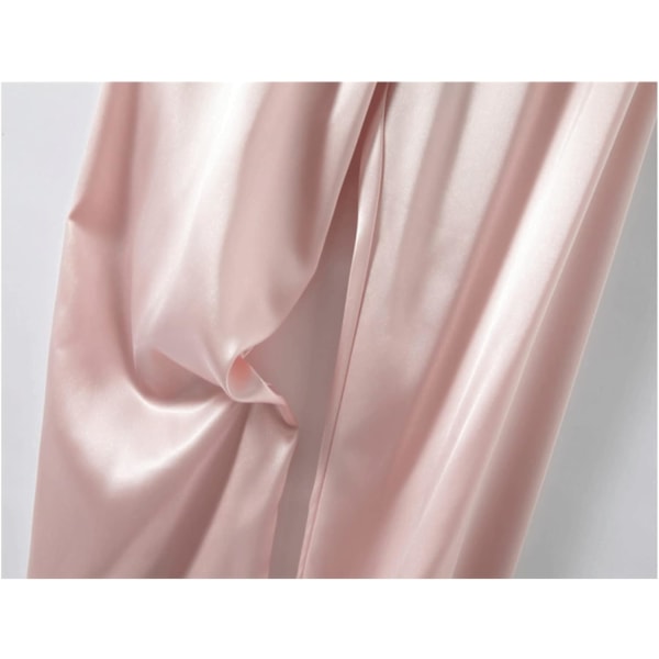 Dame Satin Pyjamas Sett Todelt Klassisk Nattøy 3/4 Lang Erme