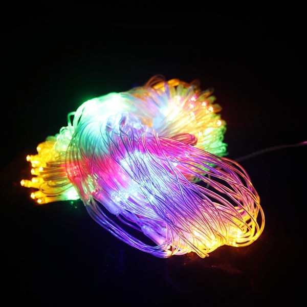 Julgransljus Utomhus Nätljus 9,8ft x 6,6ft 198 LED Flerfärgade Nätljus Plug in Mesh Ljus 8 Lägen Anslutningsbara för Tak Trädgård Gräsmatta