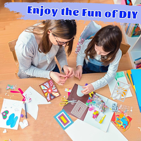Stansformar för kort (2 st) - Rektangulärt rutnät ram metallstansar för scrapbooking