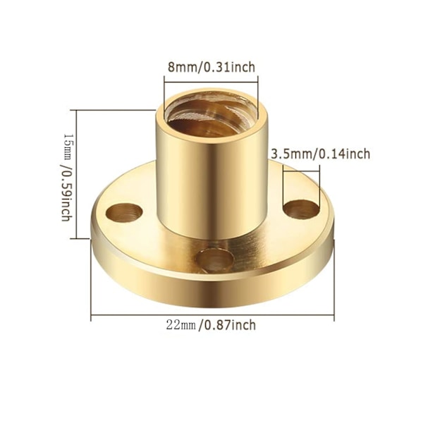 8mm T8 gjengestangmutter for 3D-printer CNC-maskin (8-pakning)