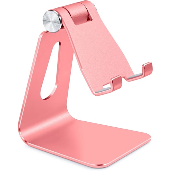 Justerbart Mobiltelefonställ i Aluminiumlegering, Bordsställ i Metall, Skrivbordsdocka för Telefon, Smartphone-vagga, Roséguld Roséguld
