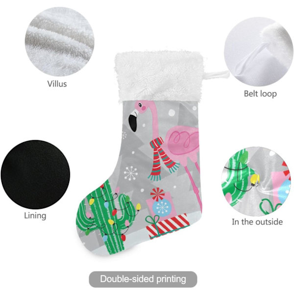 Julklapp, personliga julklappsstrumpor 2-pack Jul Flamingo Kaktus Växt 45,7 cm Julstrumpor Hängande Ornament Eldstad