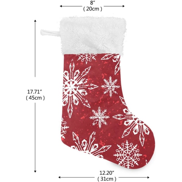 Julklapp, personliga julklappsstrumpor 2-pack vita snöflingor julröd jul 45,7 cm julstrumpor hängande prydnad kam