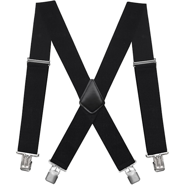 Herr Suspender X-Back 2\" Bred Justerbar Solid Straight Heavy Duty Clip