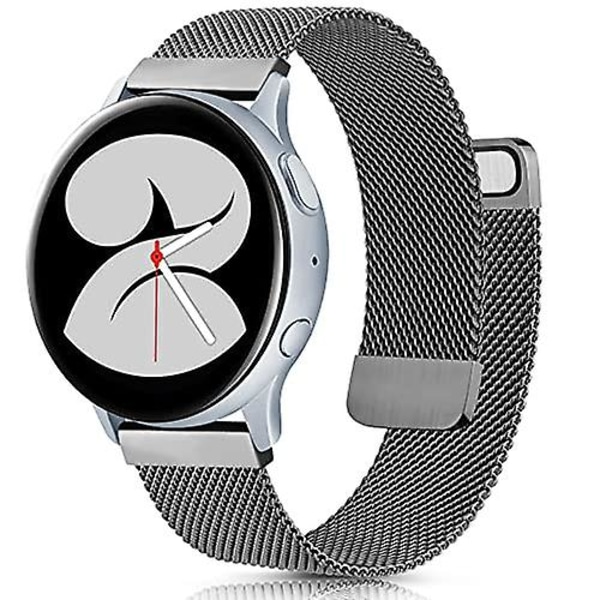 Milanese-rem för Samsung Galaxy Watch 4 Active 2 Huawei Watch Gt2 Magnetiskt spänne Metall Andningsbart armband för Amazfit Gtr Grey Samsung Gear S3