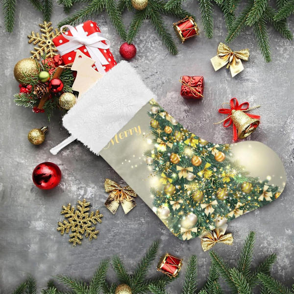 Julklapp, Personliga Julklappsstrumpor 2-pack Julgranar 45,7 cm Julstrumpor Hängande Ornament Eldstad för Träddekoration 1