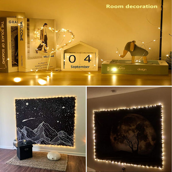 Sølvtråds-fe-lys, stik i 99 fod 300 LED-lyskæde med spole, varm hvid varm hvid 99 fod 300LED varm hvid 99 fod 300LED