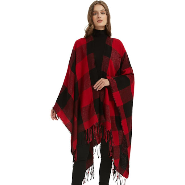 Tryckt tofsponcho cape dam höst/vinter filt sjal wrap