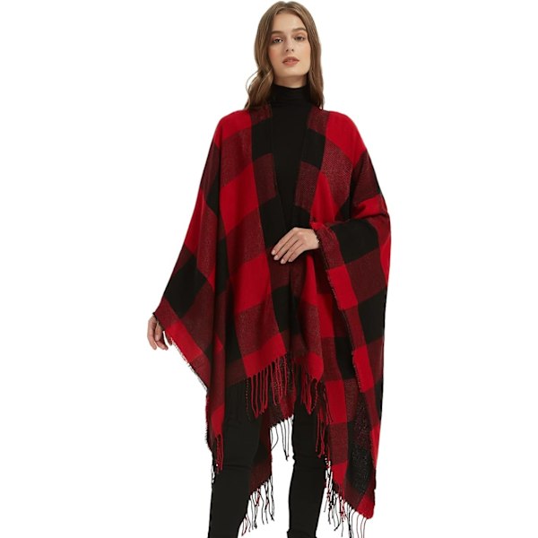 Trykt kvast poncho kappe til kvinder efterår/vinter tæppe sjal wrap