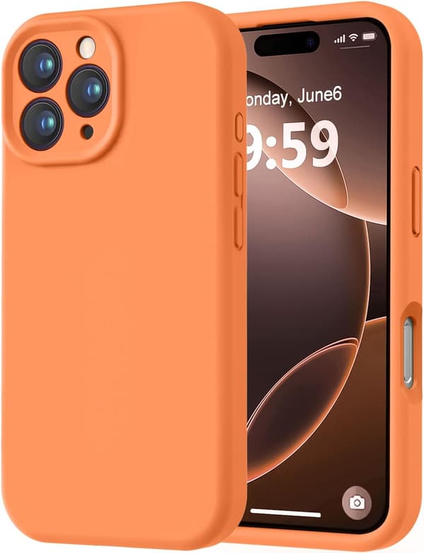 Premium silikondeksel til iPhone 16 Pro Max med mikrofiberfôr, støtsikkert - Oransje