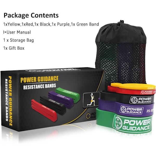Pull Up Assist - Stretch - Mbility Band - Pwerlifting - Perfekt för Bdy Stretching, Pwerlifting, Resistance Training Set f 5 Set of 5