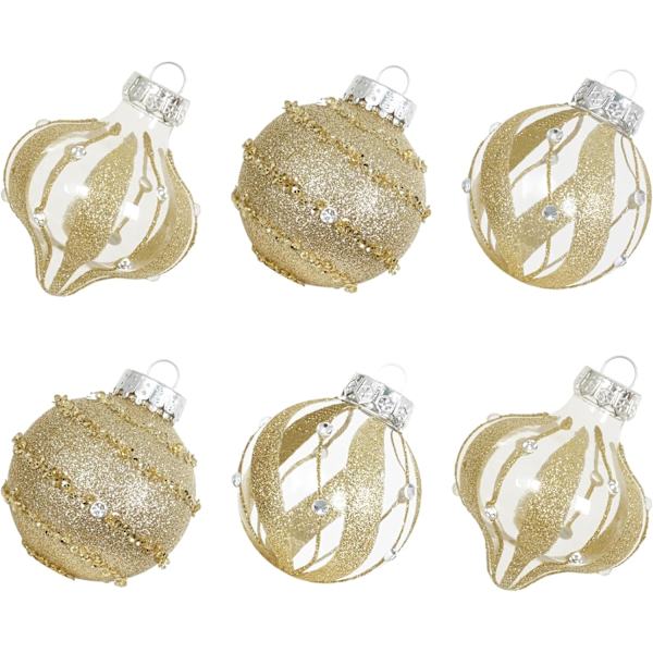 Julgranskulor Set - 70mm/2.76\" Guld Stora Oskadliga Glitter