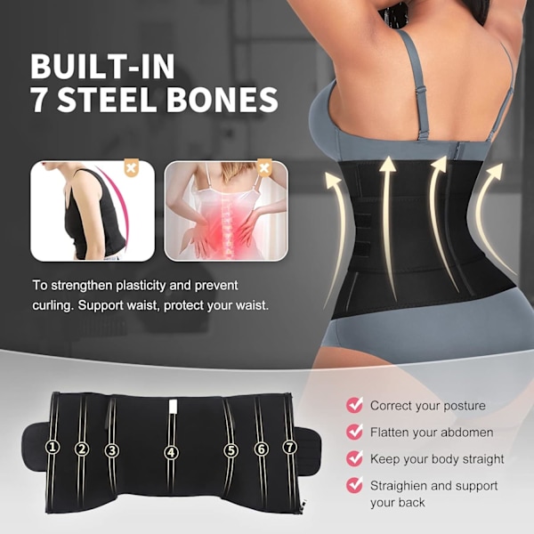 Taljetræner til kvinder Plus Size Neoprene 7 Stålben Sauna Workout Girdle