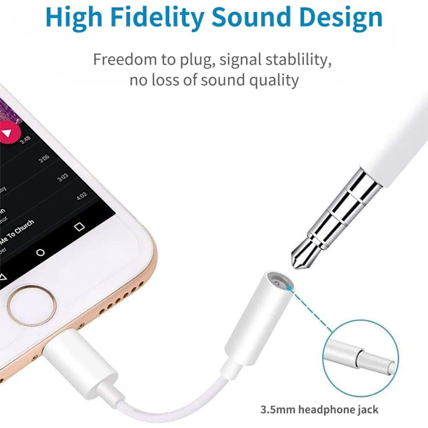 2-pack iPhone hörlursadapter Lightning till 3,5 mm