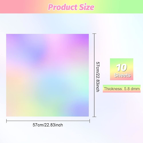 Iridescent Filmpapper: 10 ark 57x57cm Regnbågs Cellofanomslag