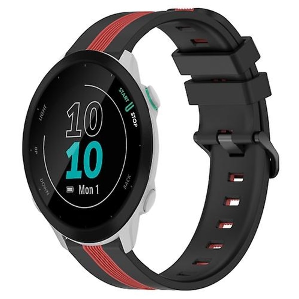 Til Garmin Forerunner 55 20mm Vertikal To-farvet Silikonurrem TFZ Black-Red