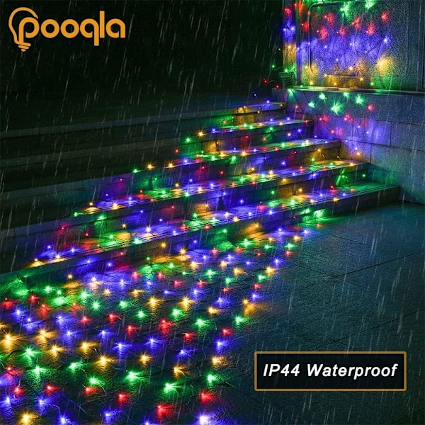 Färgglada nätljus utomhus, 300 LED julnätljus, 14,8x4,9ft nätmaskljus för buskar, 8 lägen vattentäta Twinkle String Lights
