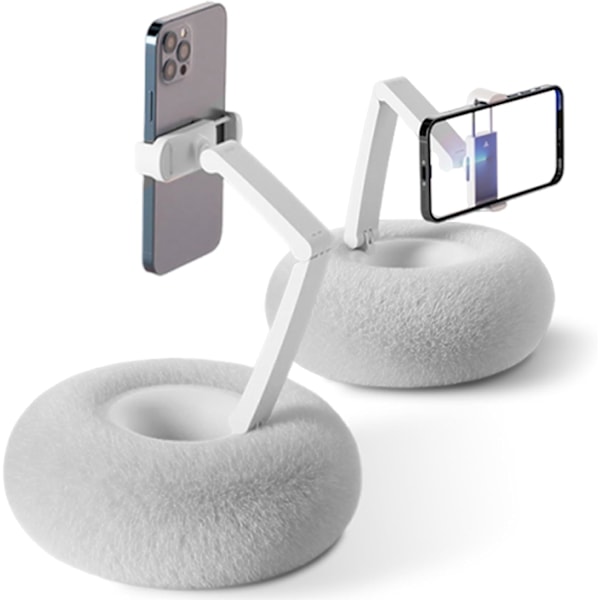 Snuggle Screen Pillow, 360° Justerbart Nettbrettstativ & Telefonpute, Fuzzy Skål med Telefonholder - Komfortabel Bruk for Seng, Sofa (Grå, 1 STK) Grå