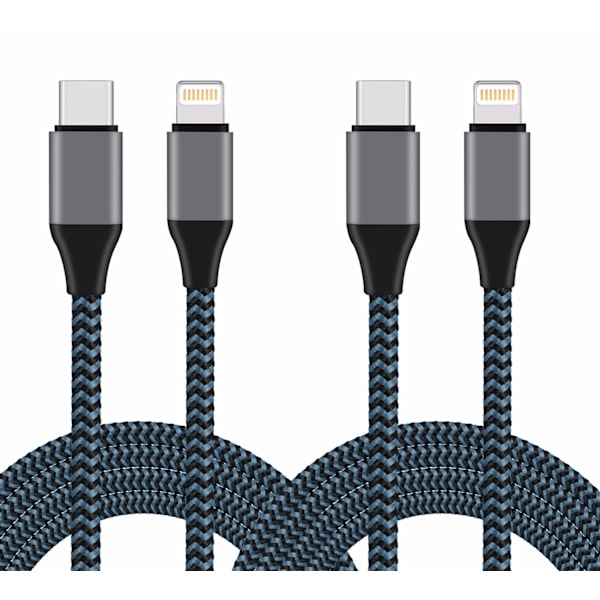 USB C til Lightning-kabel, 2-pak 6 fod 【Mfi-certificeret