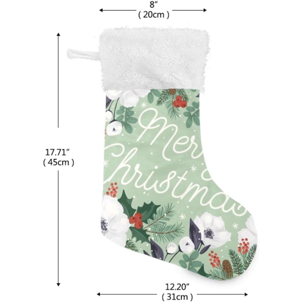 Jule-Strømpe, Personlige Jule-Strømper 2-pakning Juletræ Hvide Blomster Retro 45,7 cm Jule-Strømper Hængende Ornament Pejs til