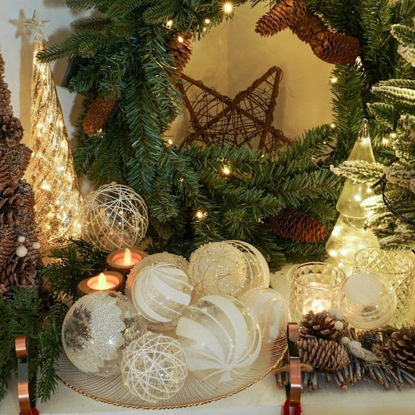 Shatterproof Clear Plastic Christmas Ball Ornaments 100mm/3.94\" 6pcs Jul