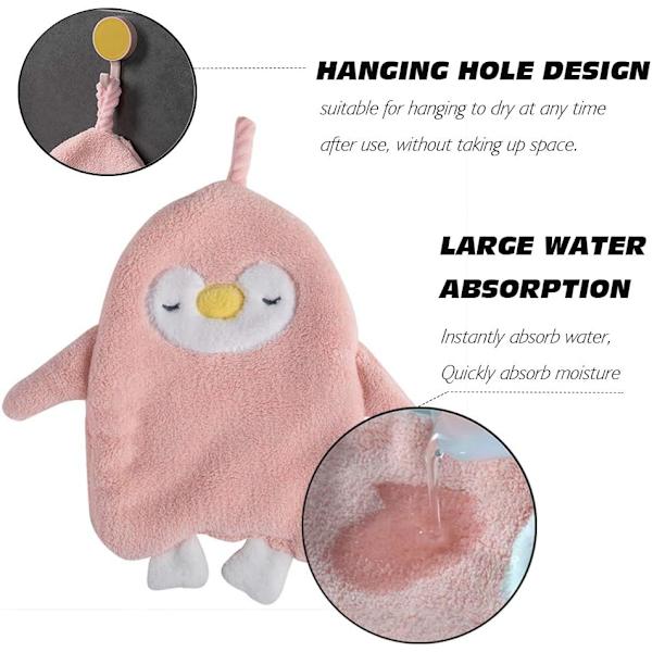 3 st hängande handduk, söt Penguin Coral Fleece handduk, snabbtorkande