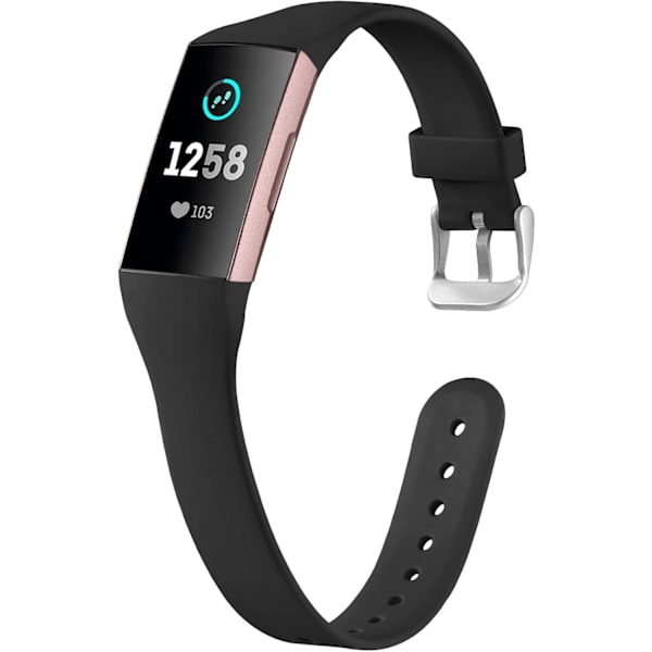 Kompatibel med Fitbit Charge 4/3-rem - Myk erstatningssportsarmbånd for kvinner og menn (liten/stor)