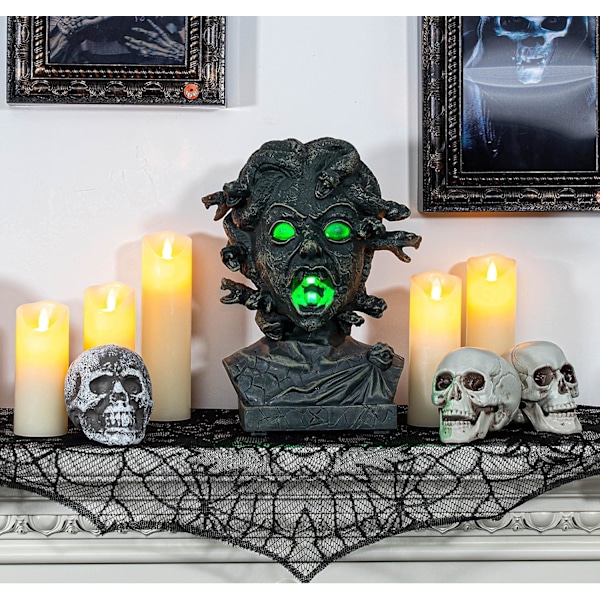 12 tum Elektronisk animerad Medusa byst, inomhus/utomhus Halloween dekoration, läskig bordsdekoration flerfärgad  flerfärgad  flerfärgad  flerfärgad