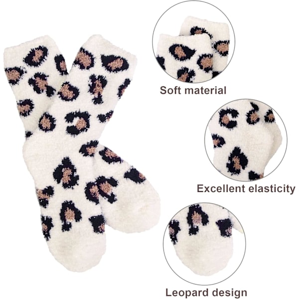 Mjuka strumpor för kvinnor 5 par vintervarma fluffiga tofflor strumpor mjuka söta katt