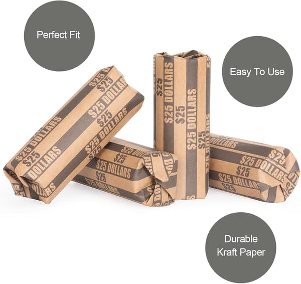 JamY Home Dollar Møntindpakninger Kun Dollars Flade Dollar Ruller 110 STK Sort
