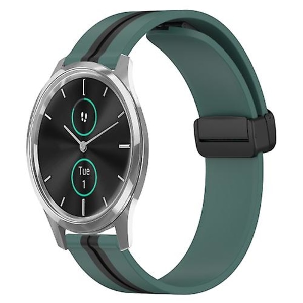 Garminmove Luxe 20 mm:n taittuva magneettilukko silikonikellon watch QQN Olive Green - Black