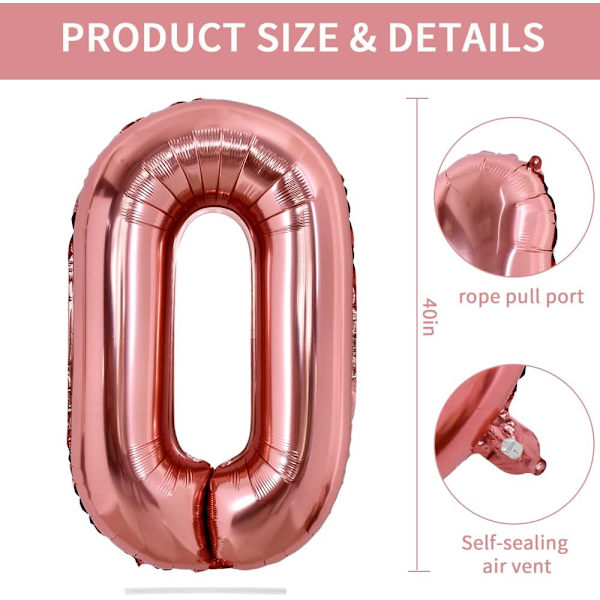 40 tum stora roséguld bokstaven O ballonger Giant alfabetet bokstav