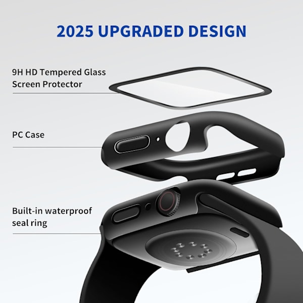 Vandtæt hårdt etui med HD-skærmbeskytter kompatibel med Apple Watch Series 10 46mm Mat Ultratynd Ridsefast Beskyttelsesetui til iWatch