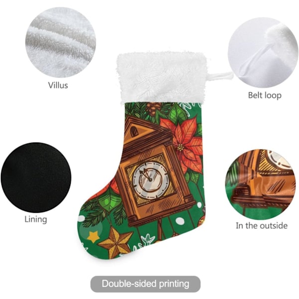 Julklapp, personliga julklappsstrumpor 2-pack Jul Semester Klocka 45,7 cm Julstrumpor Hängande Ornament Eldstad för Träddekoration