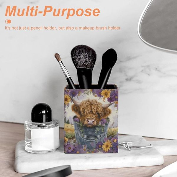 Highlnd Cow Florl ncil Holder,n Holder Cup,ncil Cup Holder,Mkeup Brush Holder,Desk Office n Orgnizer style style