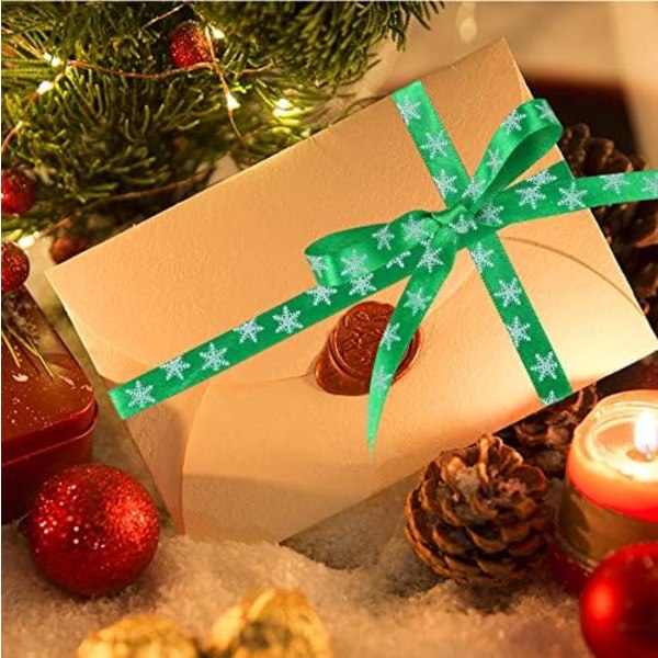 Julbandsrullar - 4 rullar, 100 Yards Snowflake Organza-band