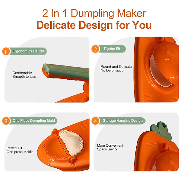 2 i 1, Multifunktionell Dumpling Form Set, Dumplings Skin Artifact Diy Verktyg, Manuell Empanad Orange-red