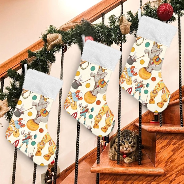 Julklapp, Personliga Julklappsstrumpor 2-pack Cirkus Elefant Skog Djur 45,7 cm Julstrumpor Hängande Ornament Kamin för Träddekoration