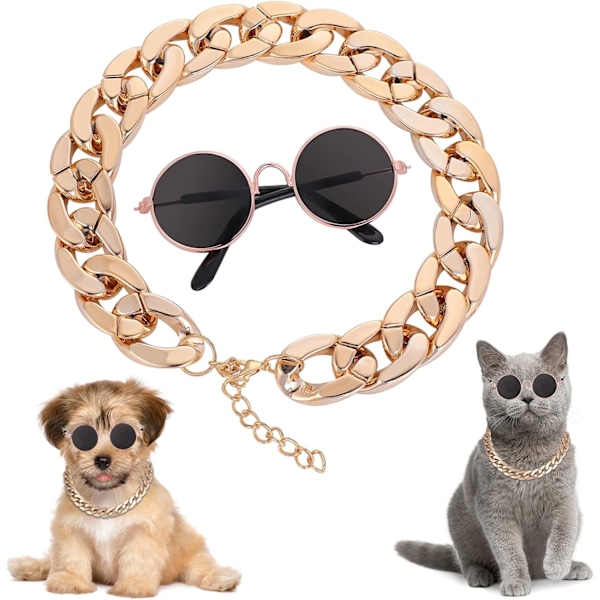 Katt Solglasögon, Retro Kitten Solglasögon med Rose Gold Chain Eye UV