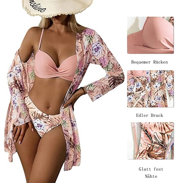 Push-up bikini med sjalblus & byxor med hög midja