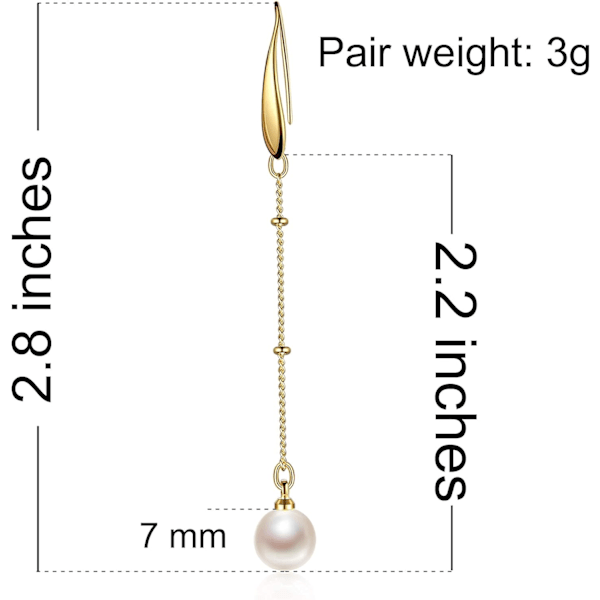 Perleøredobber Dråpe Dangle Hook Lang Kjede Anheng 18K Gull