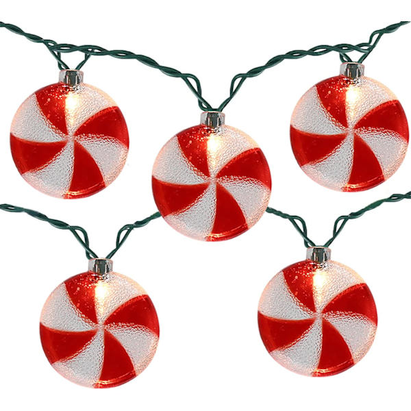 Candy String Lights, 8.5Ft Fun String Lights med 10 runde slikkepindlys, røde søde sukkerlys til indendørs udendørs hjem soveværelse terrasse Halloween
