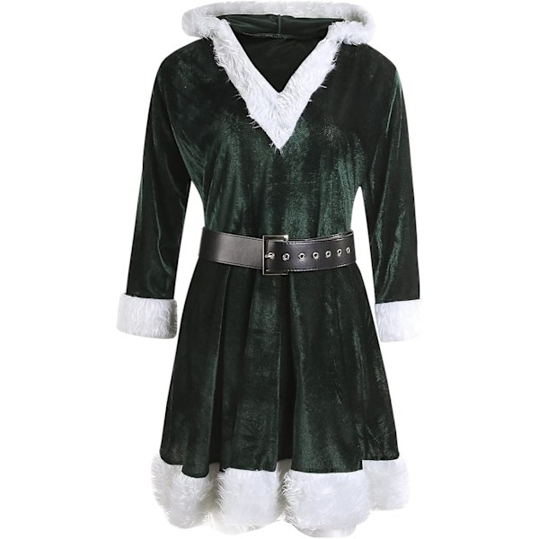 Kvinners Mrs. Claus Santa Kostyme Hoodie Julekjole Sexy Lady Cosplay Dress