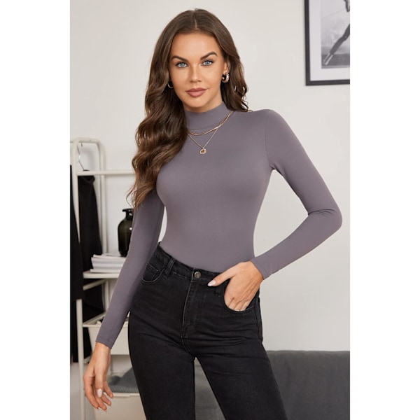 Kvinnors långärmade body med mock turtleneck toppar tröjor termisk underkläder