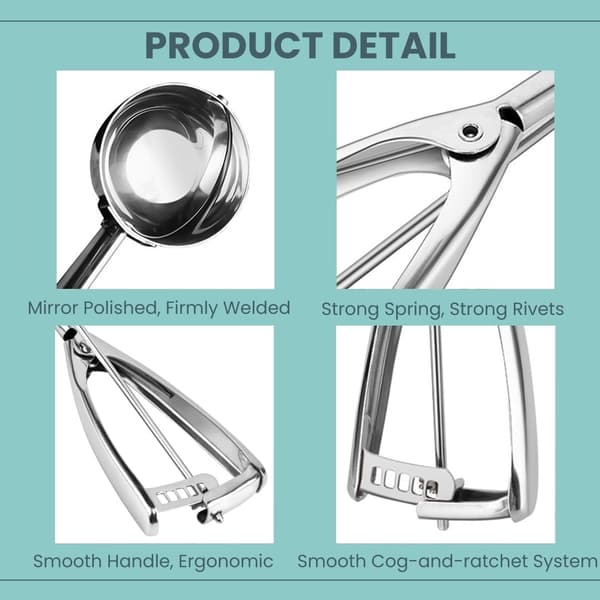 Iskrem Scoop, Cookie Scoop, 18/8 Rustfritt Stål, Cookie Scoops for Baking, 5.3ss/80ml/2.7oz Cookie Deig Scoop, Iskrem Scooper med Trigger