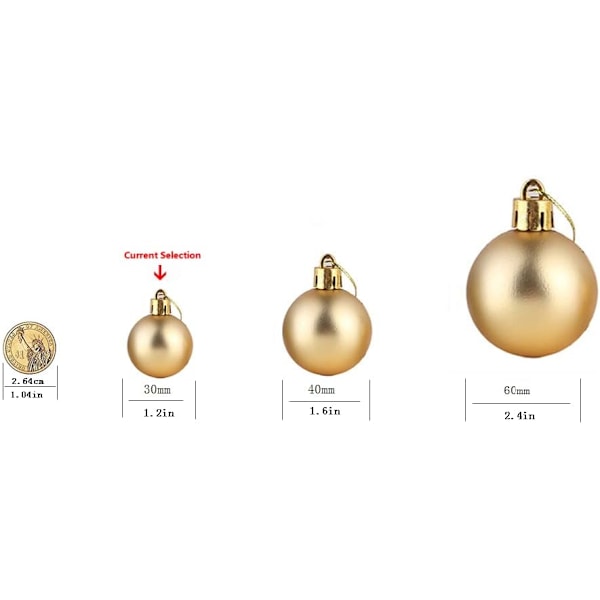 24 st krossäkra, glänsande och polerade julgranskulor