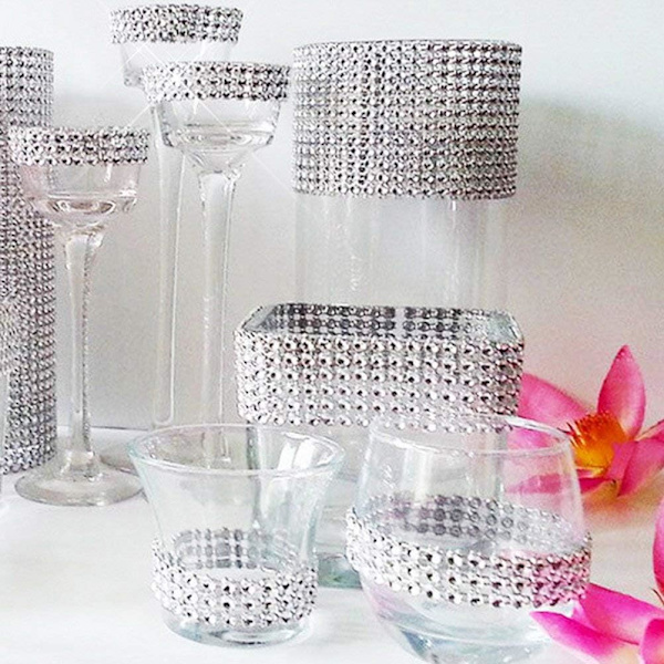 Sølv Rhinestone Bånd 9m - til bryllup og håndværksprojekter