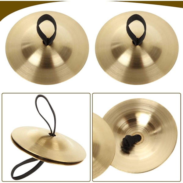 12 stk. Finger Cymbals mavedans, 5,3 cm guld messing fingerdans